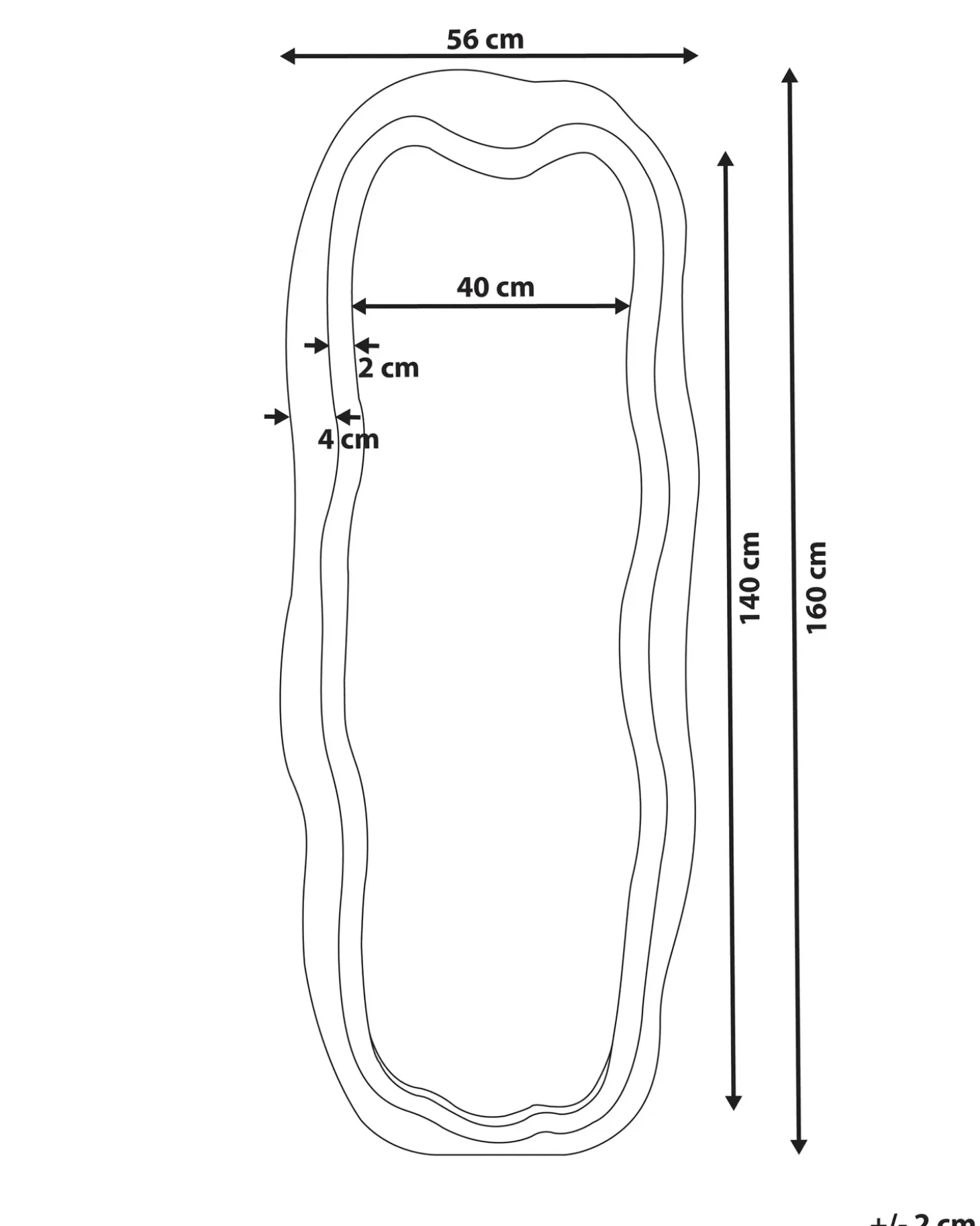 Vægspejl BEAUNE 56 cm 160 cm Velour Blå
