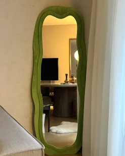 Vægspejl BEAUNE 56 cm 160 cm Velour Grøn