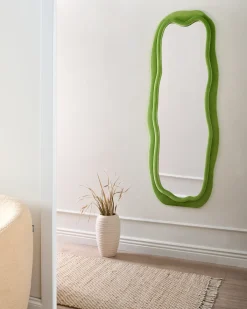 Vægspejl BEAUNE 56 cm 160 cm Velour Grøn