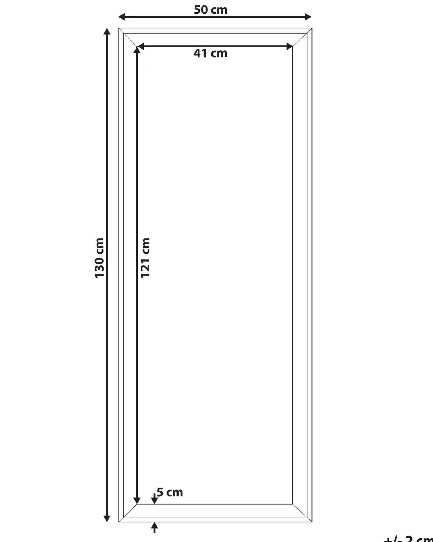 Vægspejl BENON 50 cm 130 cm Cremehvid