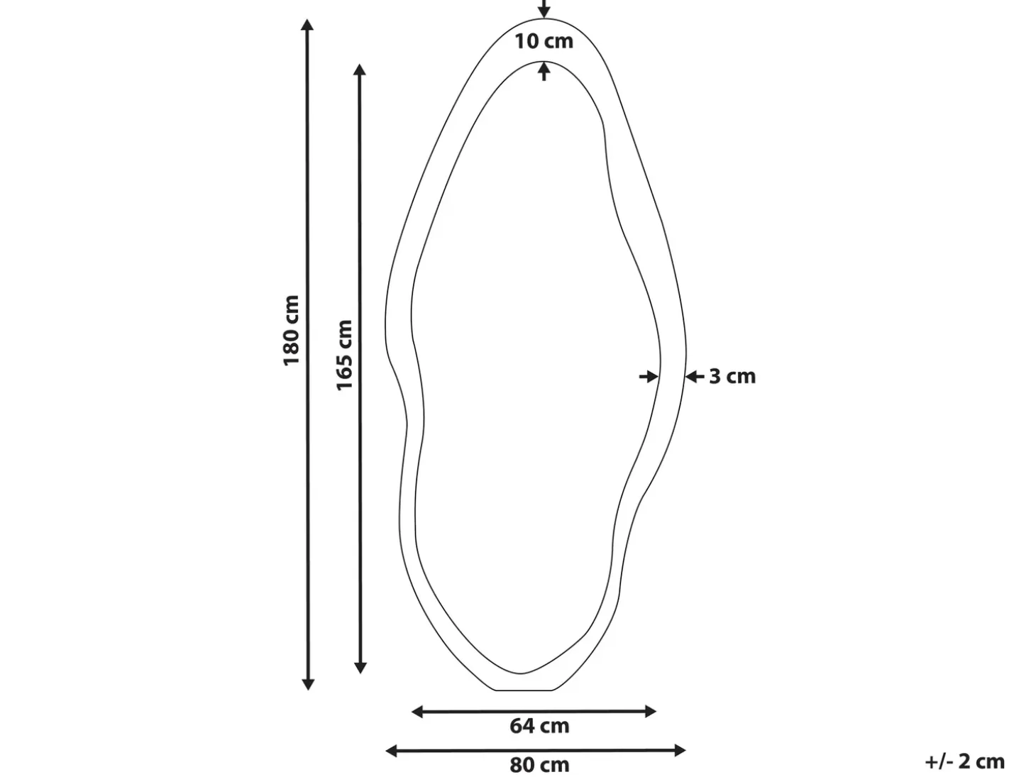 Vægspejl BLET 80 cm 180 cm Paulownia træ Sort