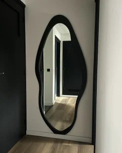 Vægspejl BLET 80 cm 180 cm Paulownia træ Sort
