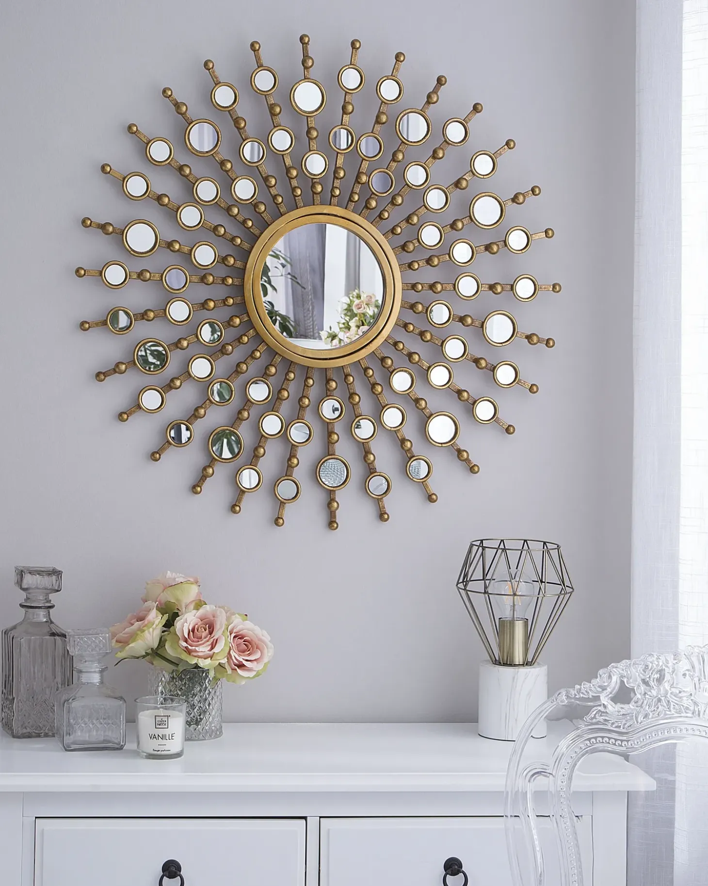 Vægspejl BLOIS 70 cm 70 cm Metal Guld