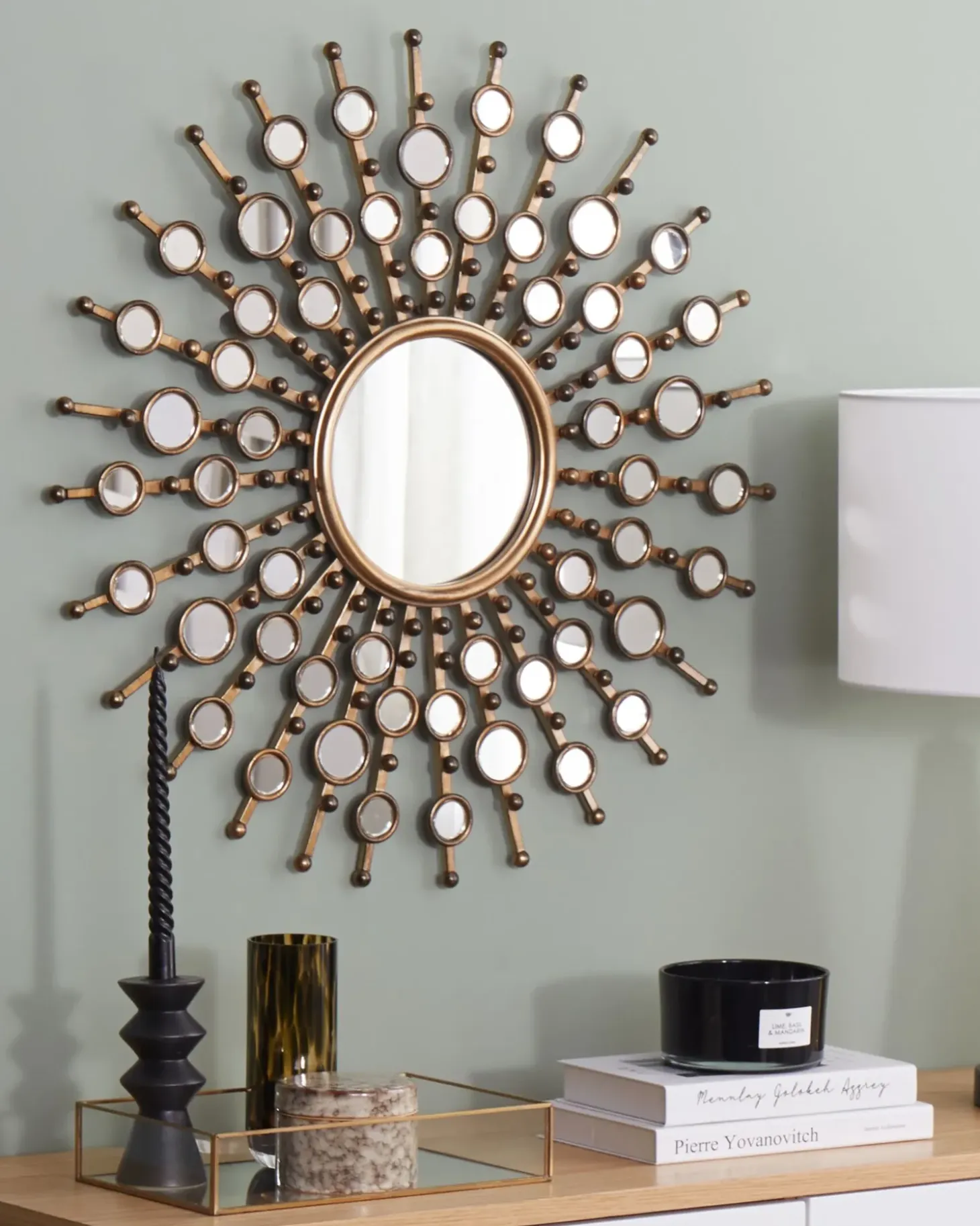 Vægspejl BLOIS 70 cm 70 cm Metal Guld
