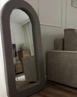 Vægspejl CERVON 60 cm 120 cm Boucle Brungrå