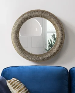 Vægspejl CHANNAY 80 cm 80 cm Metal Guld
