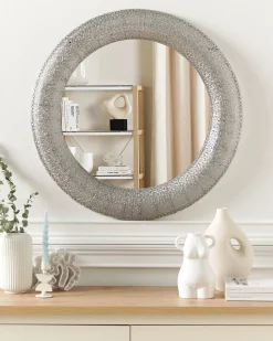 Vægspejl CHANNAY 80 cm 80 cm Metal Sølv