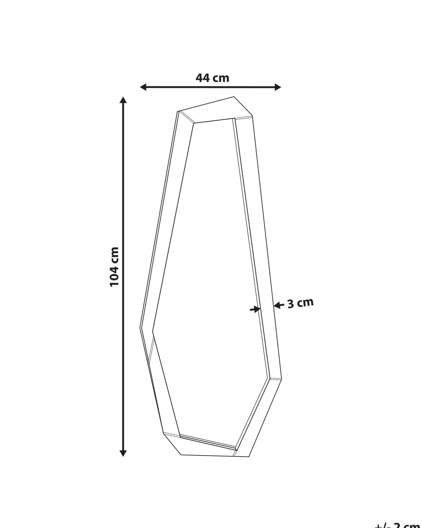Vægspejl CHANU 44 cm 104 cm Lysebrun