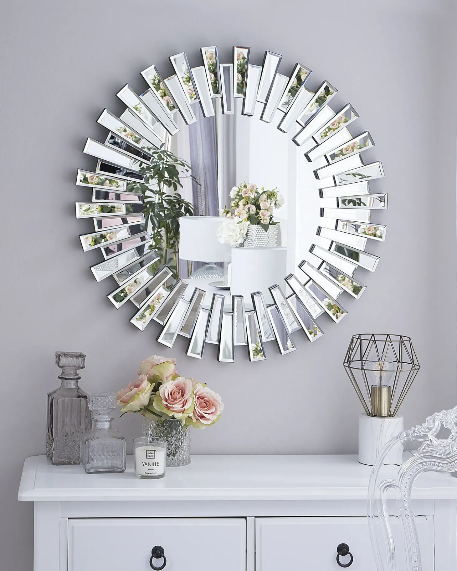 Vægspejl CHOLET 70 cm 70 cm Sølv
