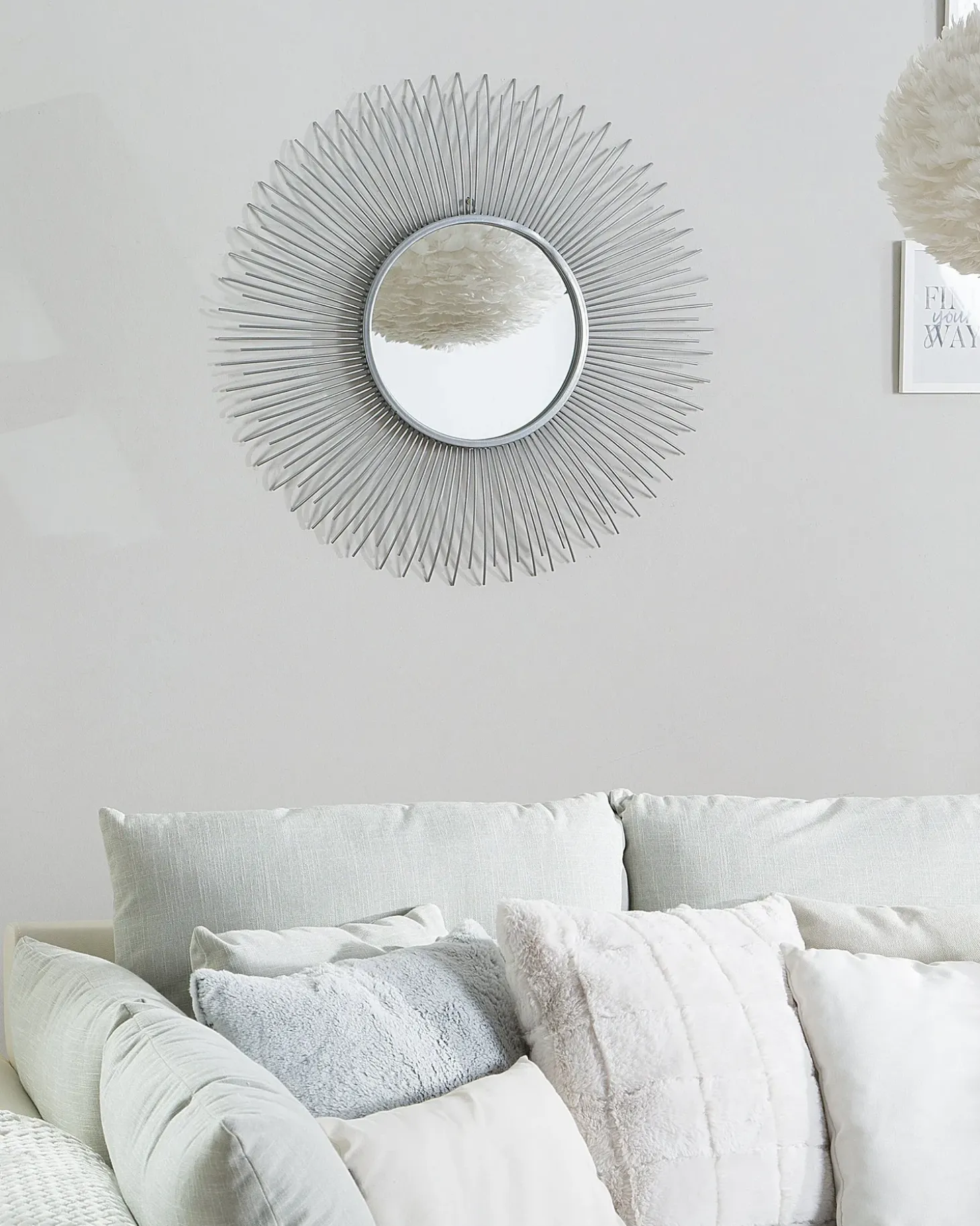 Vægspejl CILLY 80 cm 80 cm Metal Sølv