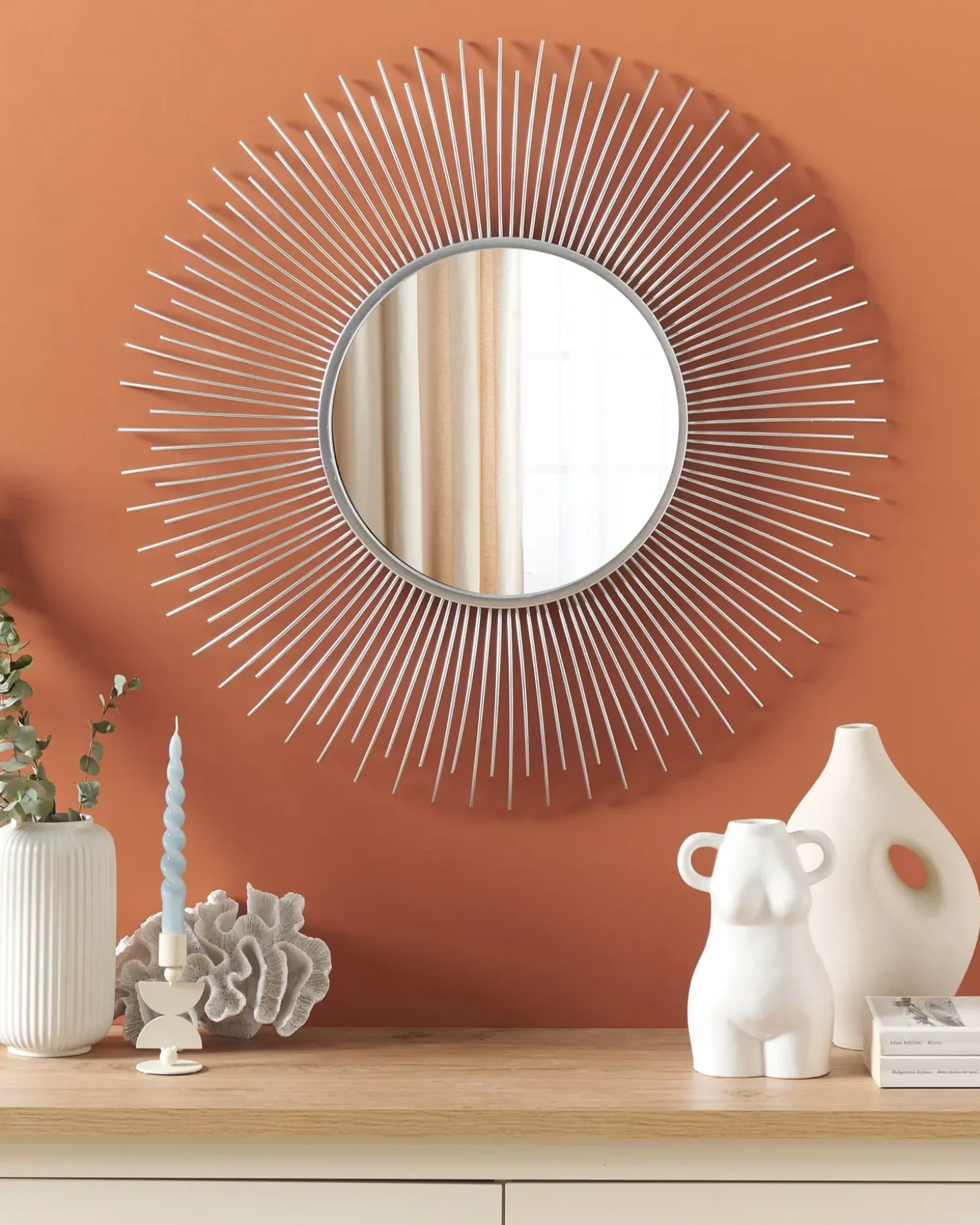 Vægspejl CILLY 80 cm 80 cm Metal Sølv