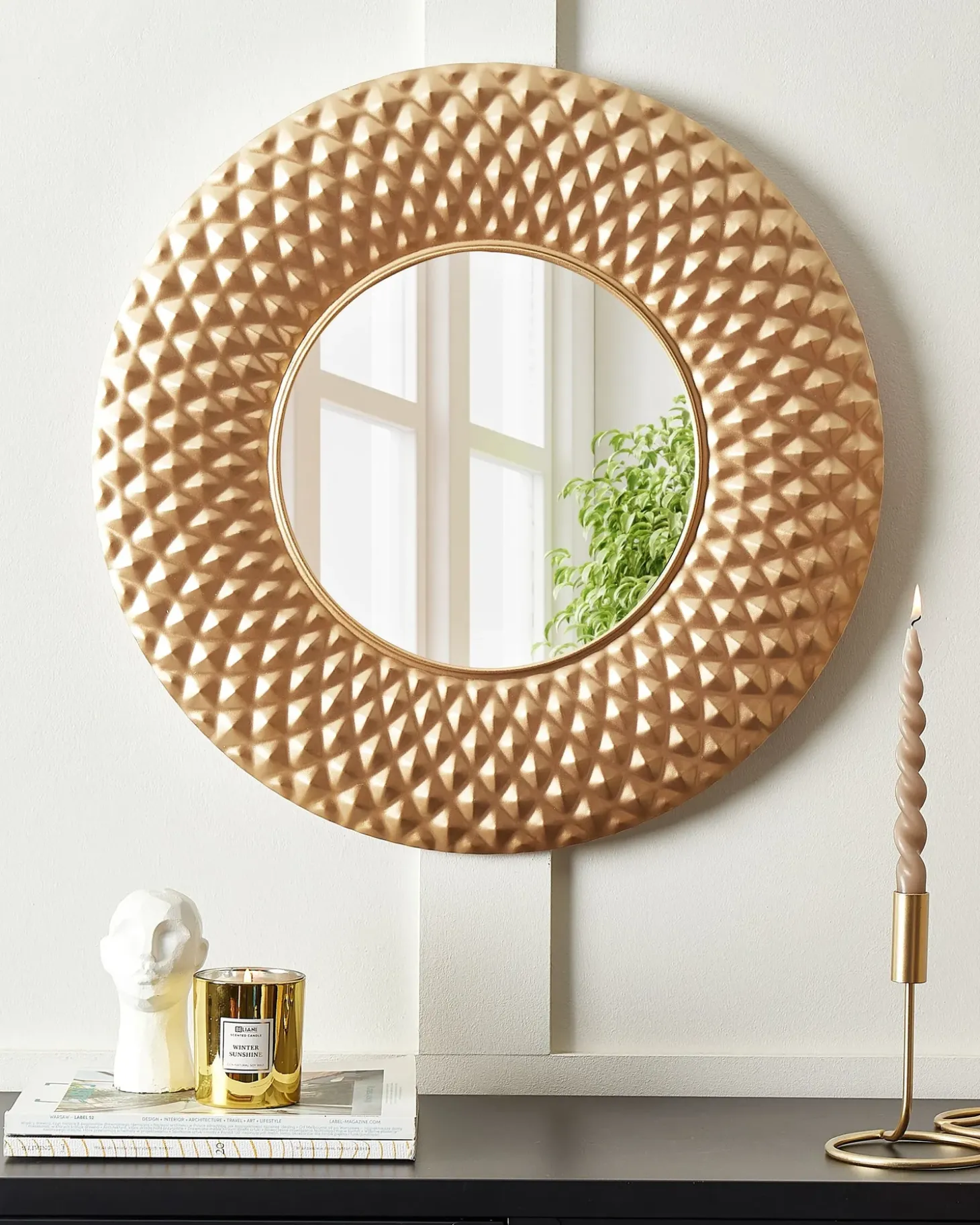 Vægspejl COMBE 60 cm 60 cm Metal Guld