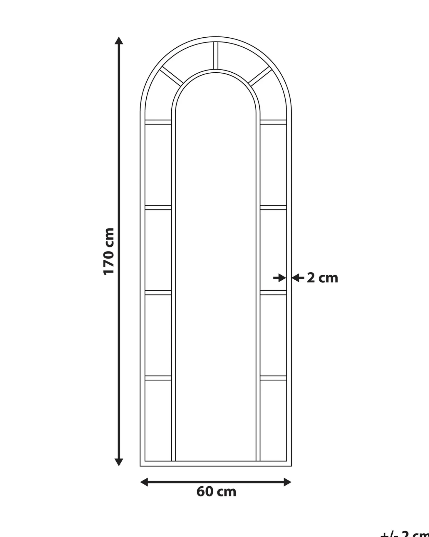 Vægspejl CROSSES 60 cm 170 cm Metal Guld