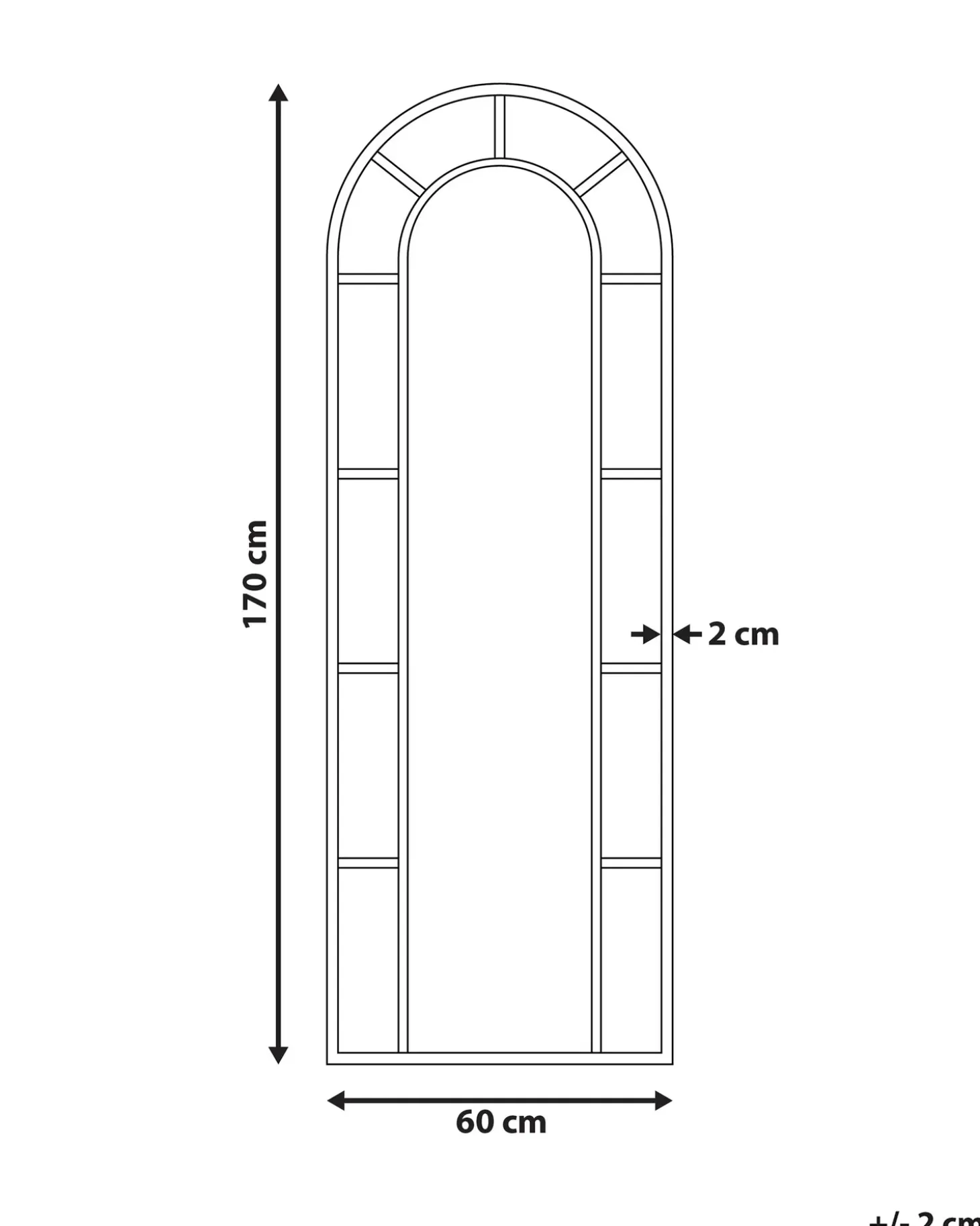 Vægspejl CROSSES 60 cm 170 cm Metal Sort