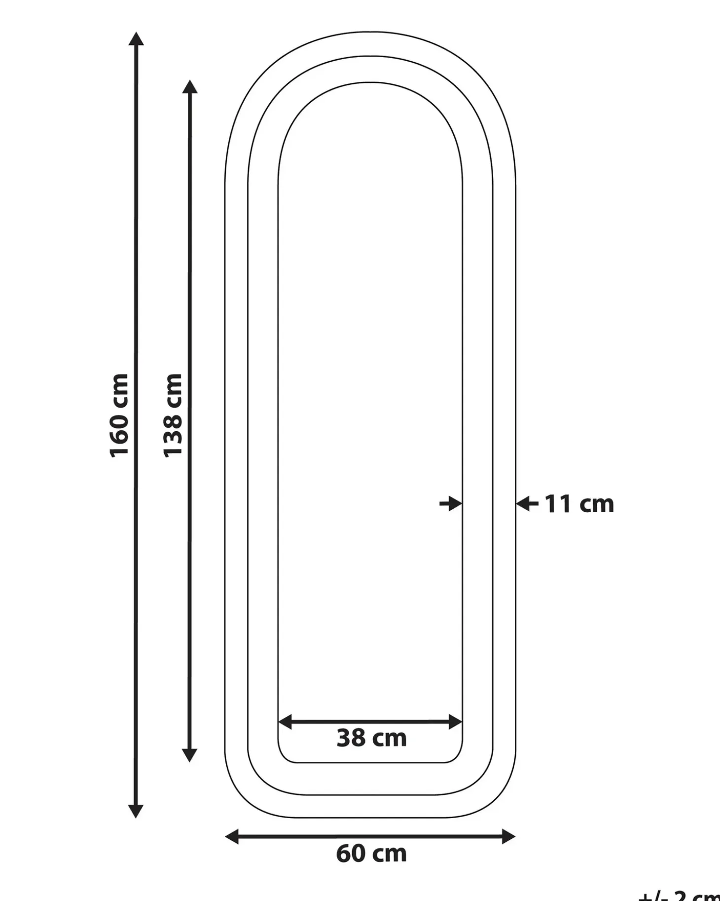 Vægspejl CULAN 60 cm 160 cm Velour Lyserød