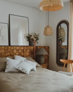 Vægspejl CULAN 60 cm 160 cm Velour Lyserød