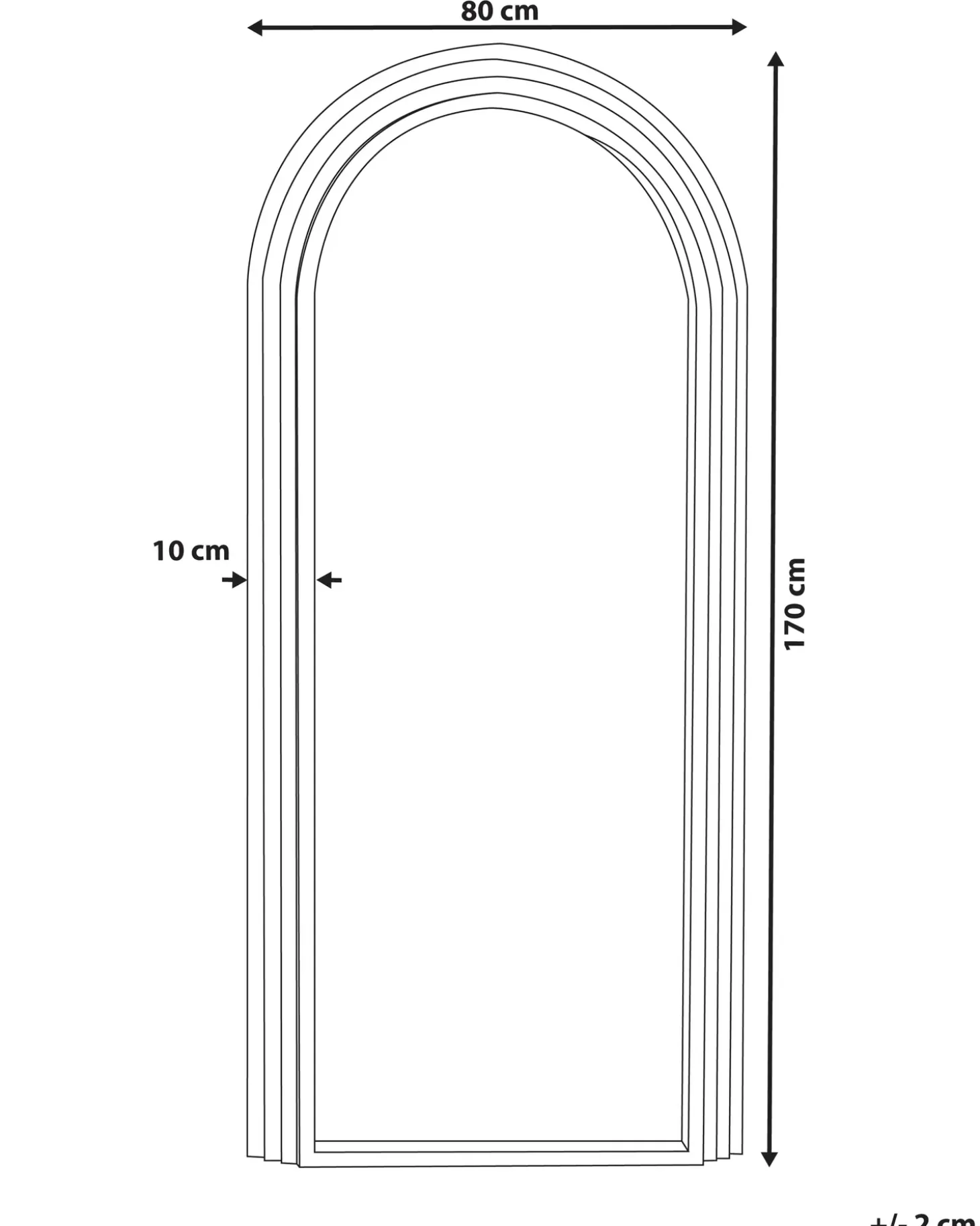 Vægspejl DIJON 80 cm 170 cm Træ Cremehvid