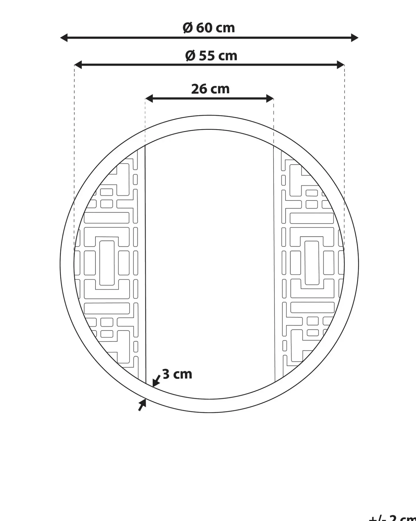 Vægspejl FIRMINY 60 cm 60 cm Ædelgran Lysebrun