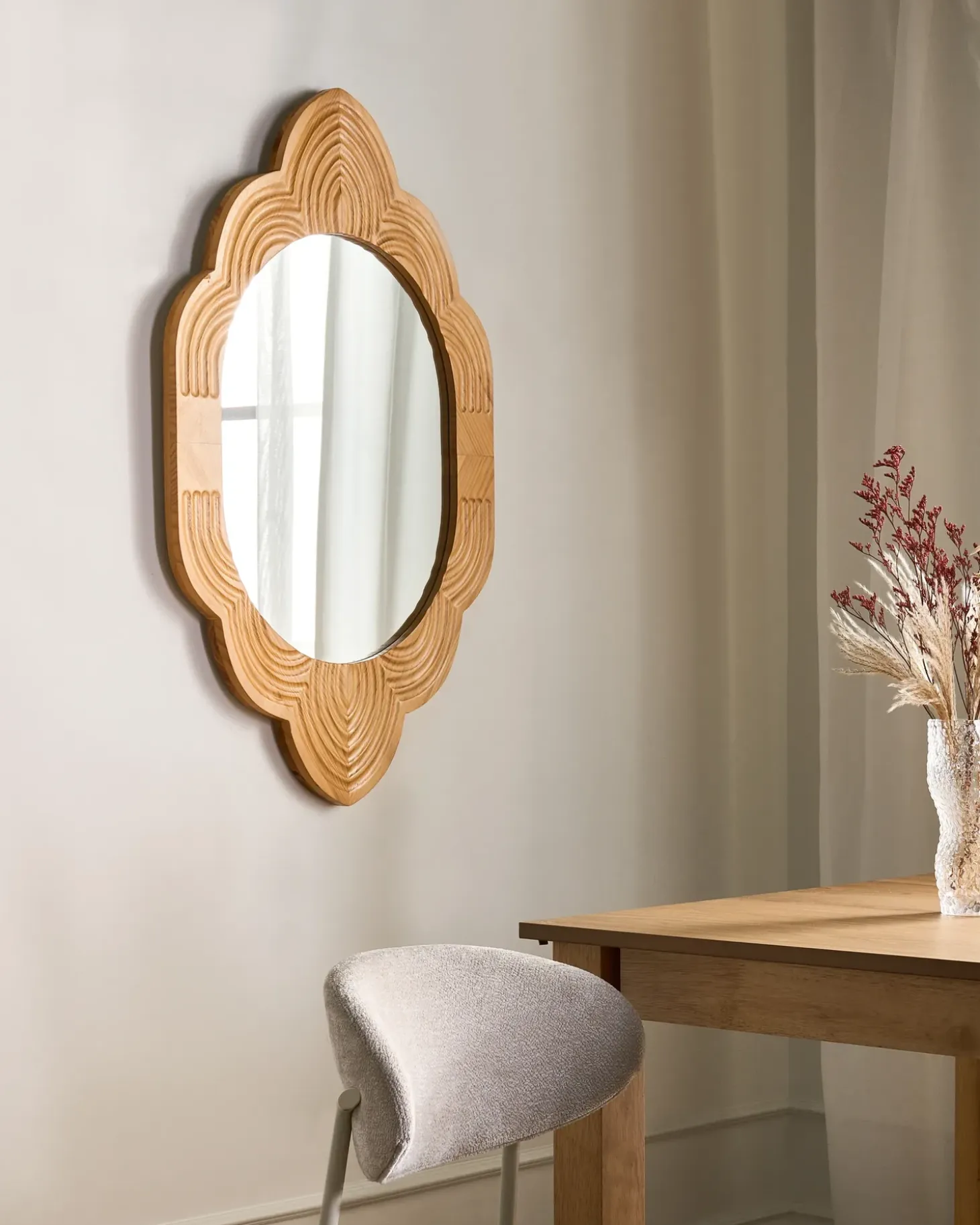 Vægspejl FRESVILLE 62 cm 100 cm Fyretræ Lysebrun