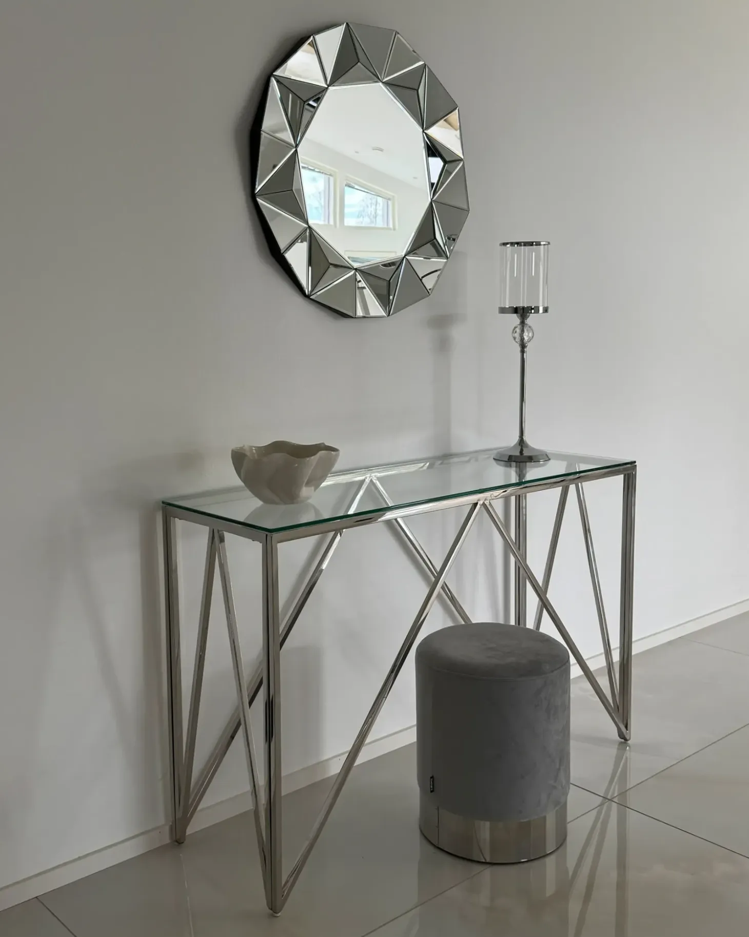 Vægspejl HABAY 70 cm 70 cm Sølv