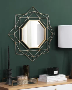 Vægspejl HILLION 60 cm 60 cm Metal Guld