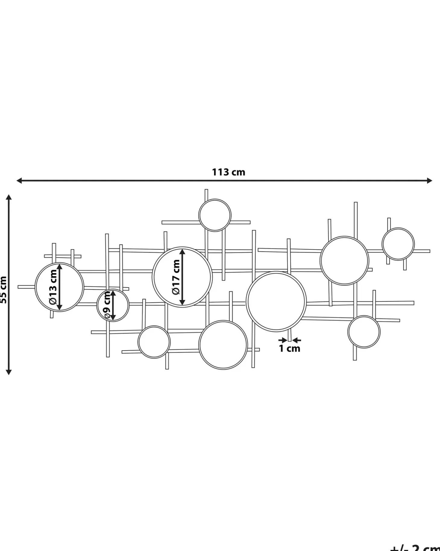 Vægspejl IBOS 113 cm 55 cm Metal Sort