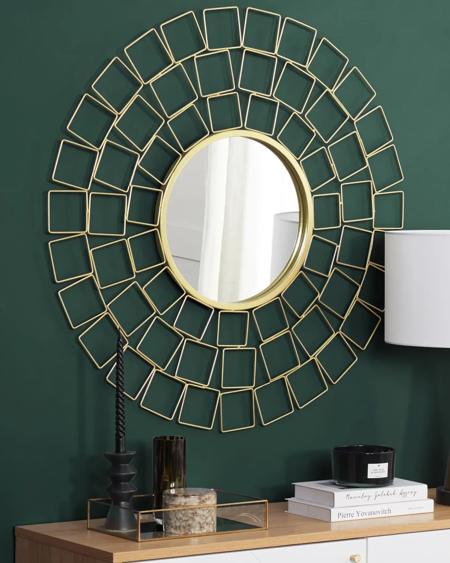 Vægspejl LABRIT 90 cm 90 cm Metal Guld