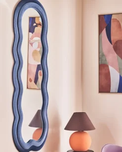Vægspejl LACS 57 cm 160 cm Velour Blå