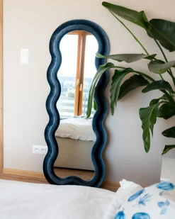 Vægspejl LACS 57 cm 160 cm Velour Blå