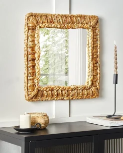 Vægspejl LANGLI 52 cm 52 cm Flet Naturlig
