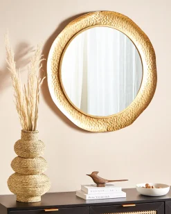 Vægspejl MERCY 78 cm 78 cm Metal Guld
