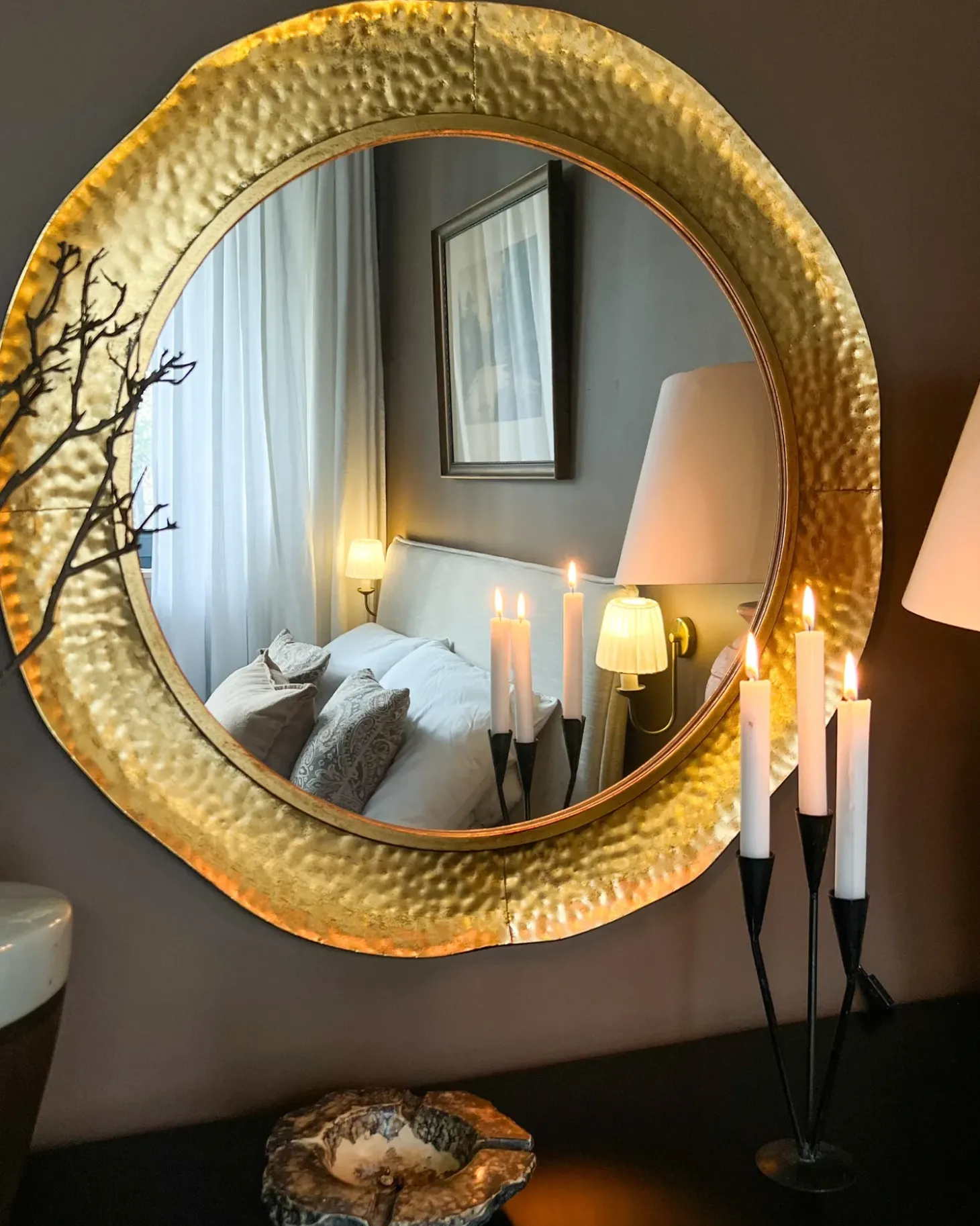 Vægspejl MERCY 78 cm 78 cm Metal Guld