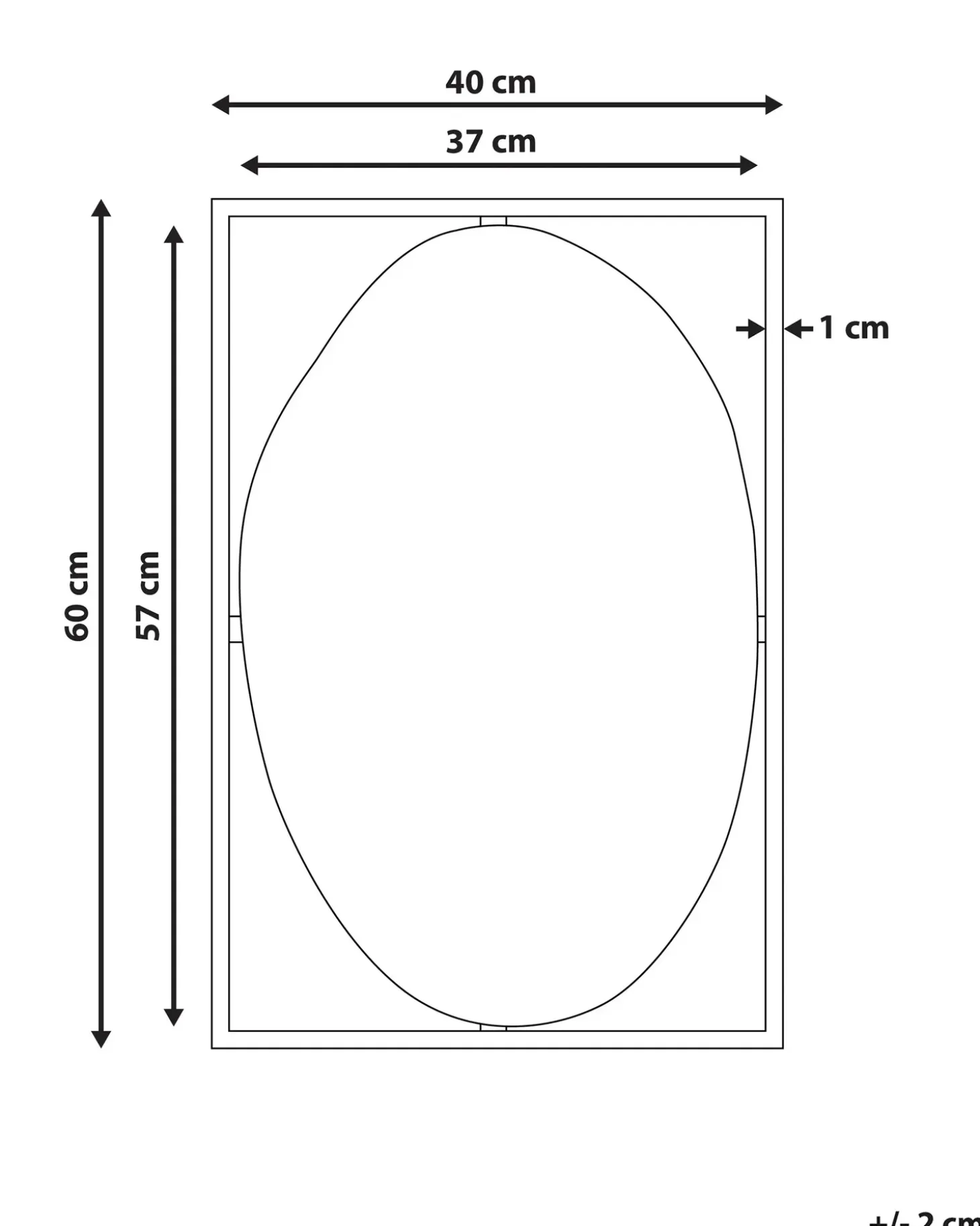 Vægspejl NIBELLE 40 cm 60 cm Metal Sort