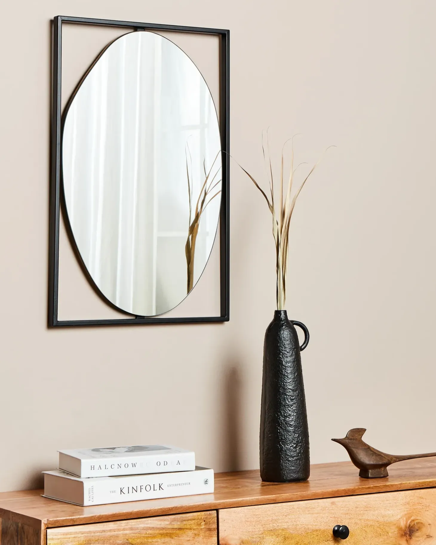 Vægspejl NIBELLE 40 cm 60 cm Metal Sort