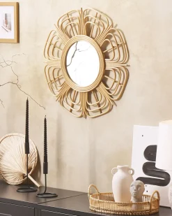 Vægspejl PASAKU 60 cm 60 cm Rattan Naturlig