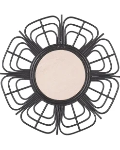 Vægspejl PASAKU 60 cm 60 cm Rattan Sort