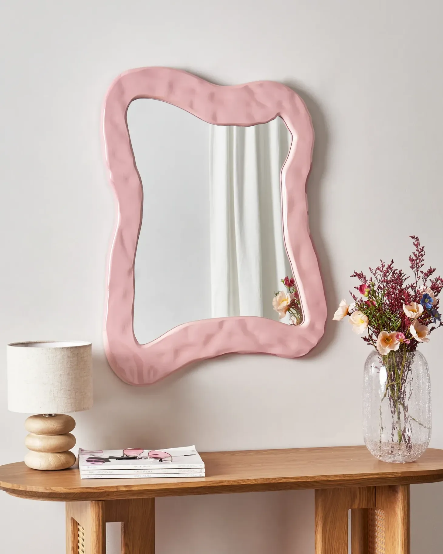 Vægspejl PENCRAN 60 cm 80 cm Lyserød