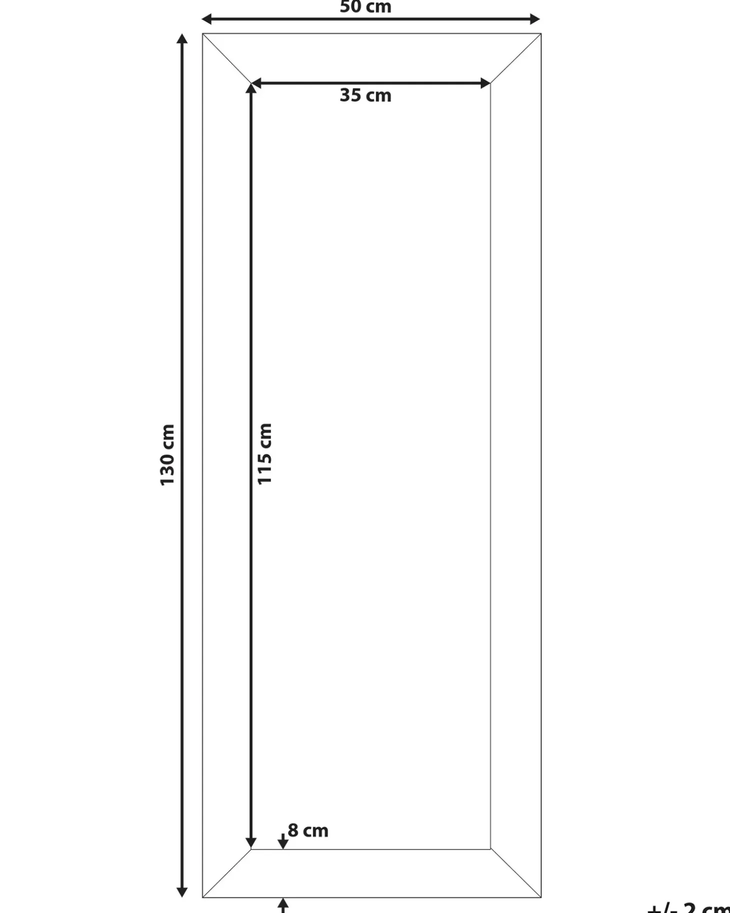 Vægspejl PLAISIR 50 cm 130 cm Sort