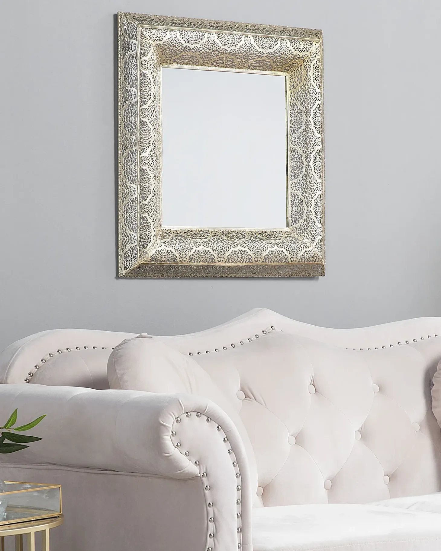 Vægspejl PLERIN 60 cm 60 cm Metal Guld