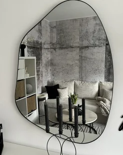 Vægspejl PUTEAUX 70 cm 92 cm Metal Sort