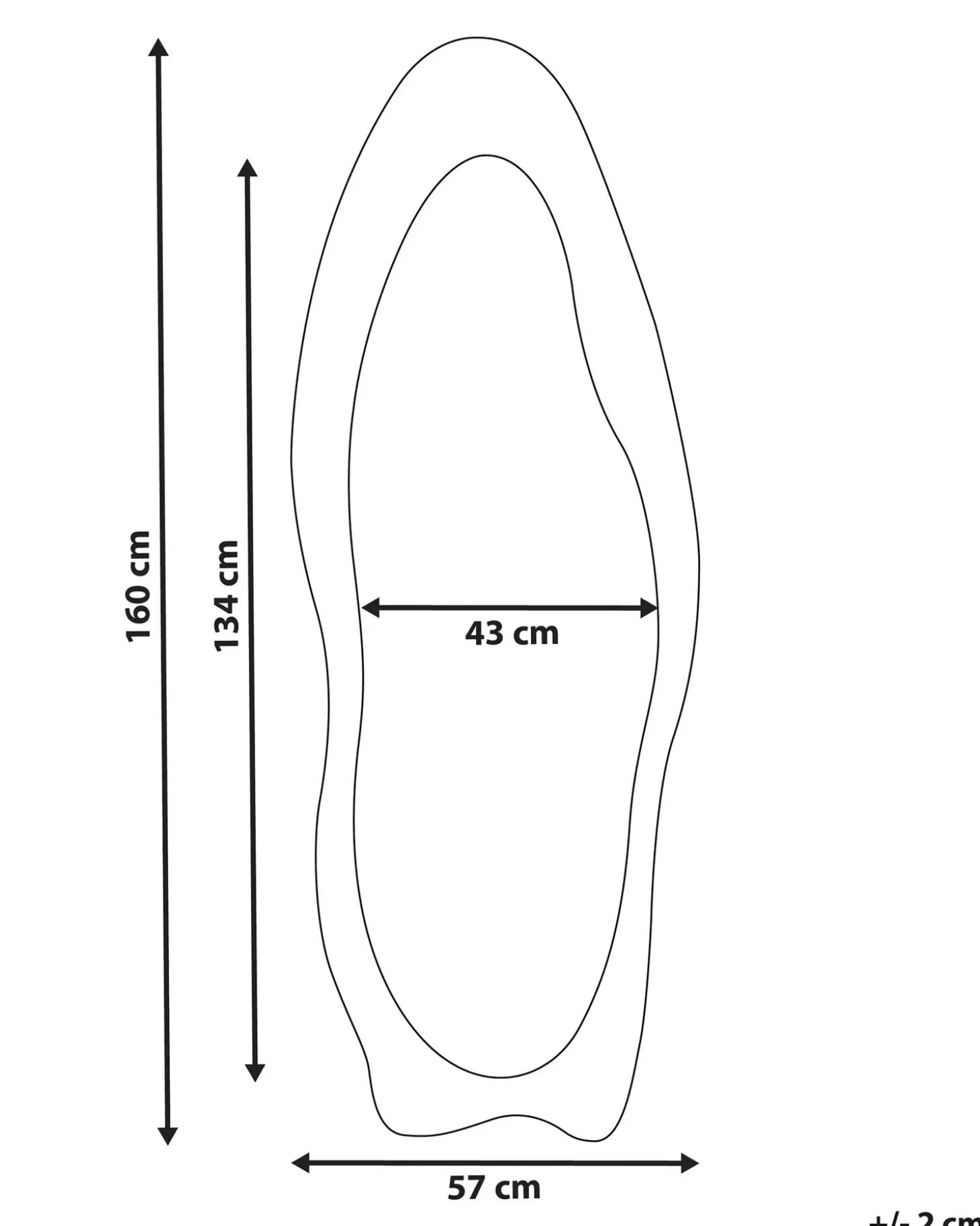 Vægspejl REIGNY 57 cm 160 cm Velour Hvid