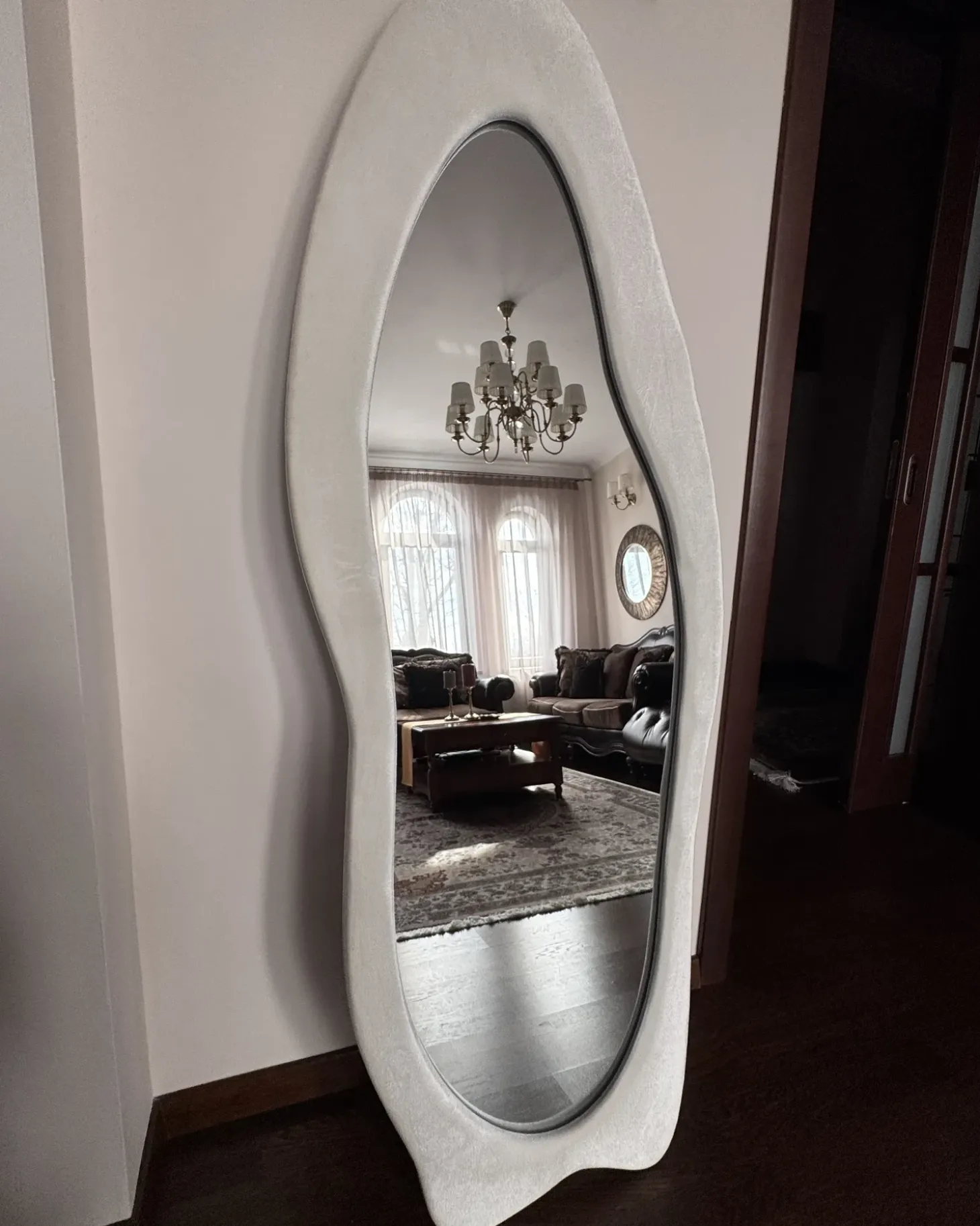 Vægspejl REIGNY 57 cm 160 cm Velour Hvid