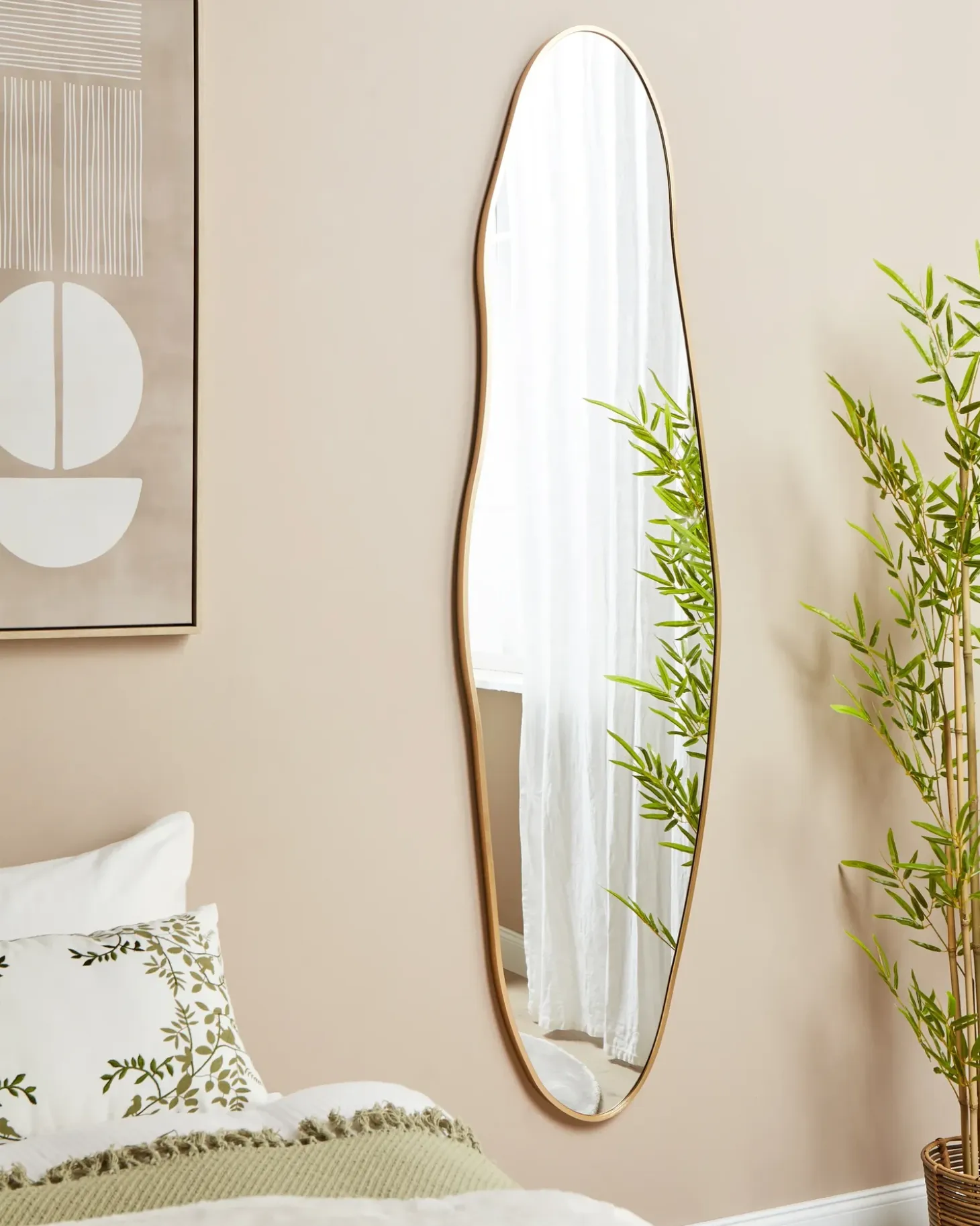 Vægspejl SALINS 47 cm 160 cm Metal Guld