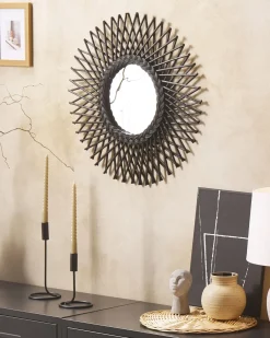 Vægspejl TAGOLU 60 cm 60 cm Rattan Sort