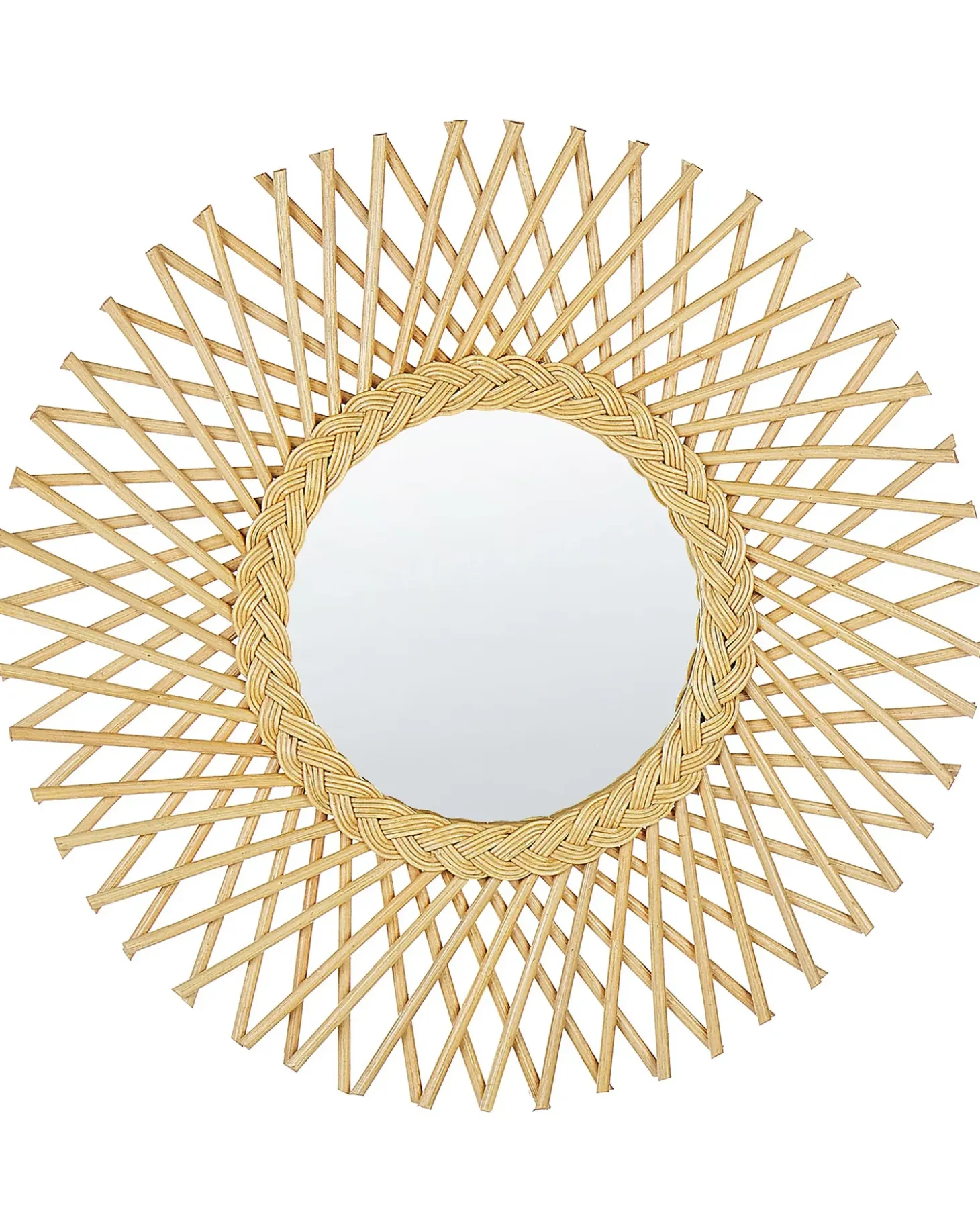 Vægspejl TAGOLU 60 cm 60 cm Rattan Naturlig