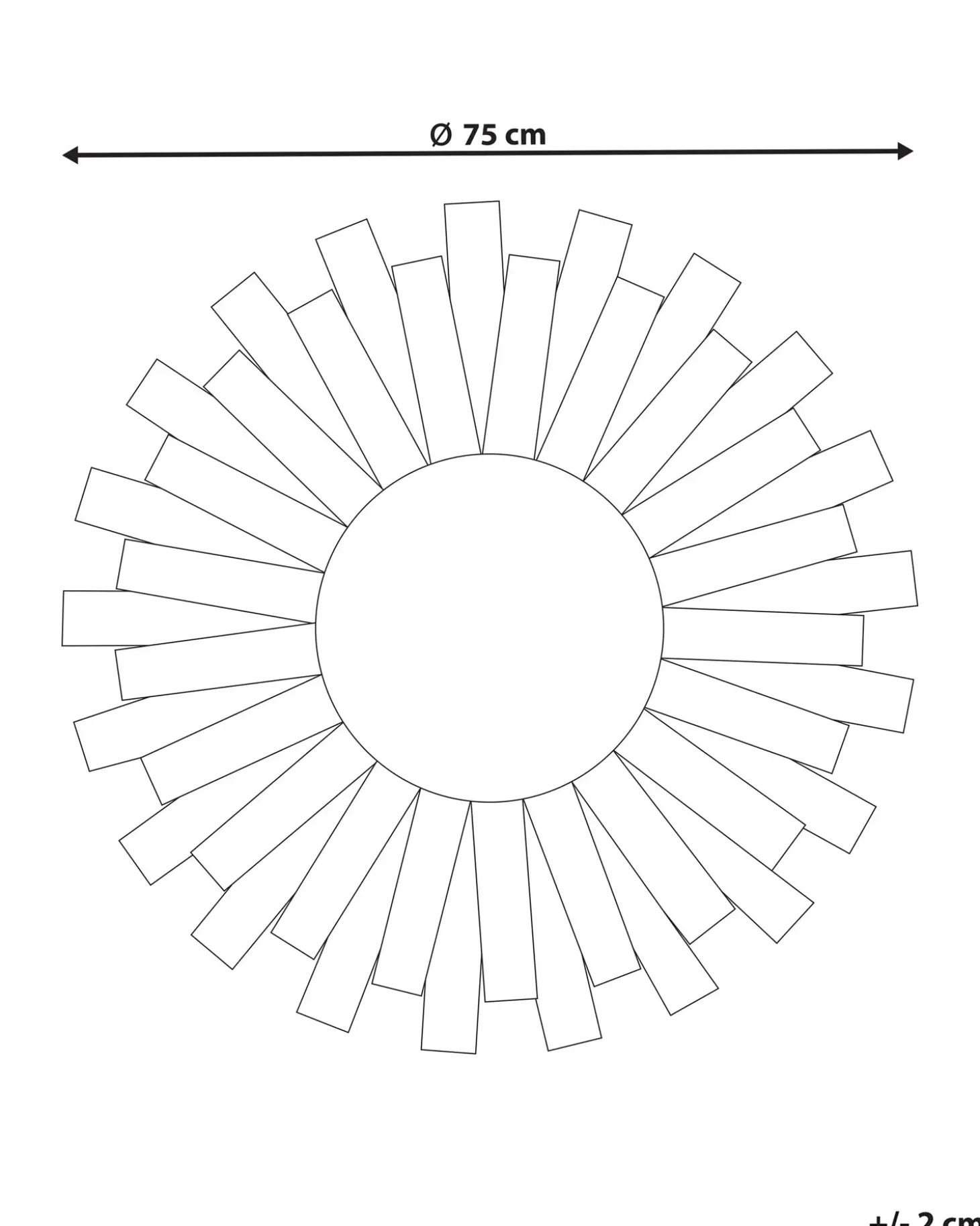 Vægspejl TAMPICO 75 cm 75 cm Ædelgran Multifarvet