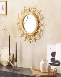 Vægspejl TELAKIA 60 cm 60 cm Rattan Naturlig
