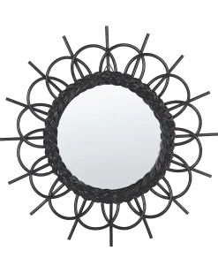 Vægspejl TELAKIA 60 cm 60 cm Rattan Sort