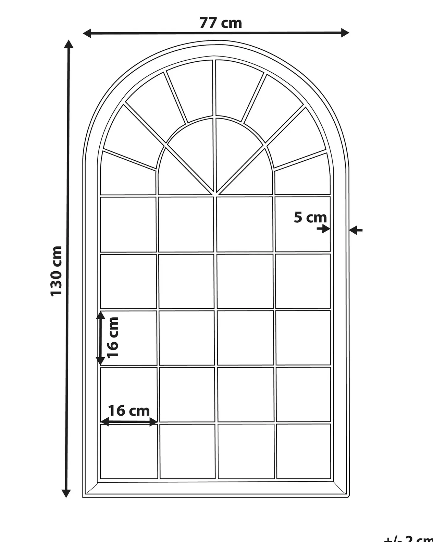 Vægspejl TREVOL 77 cm 130 cm Metal Sort