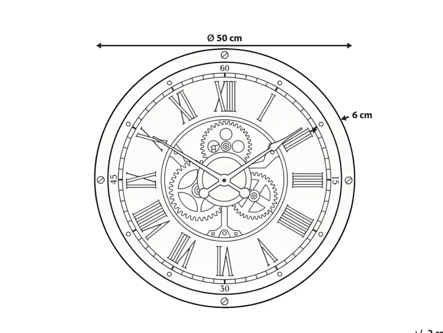Vægur BORNOS 50 cm Sort